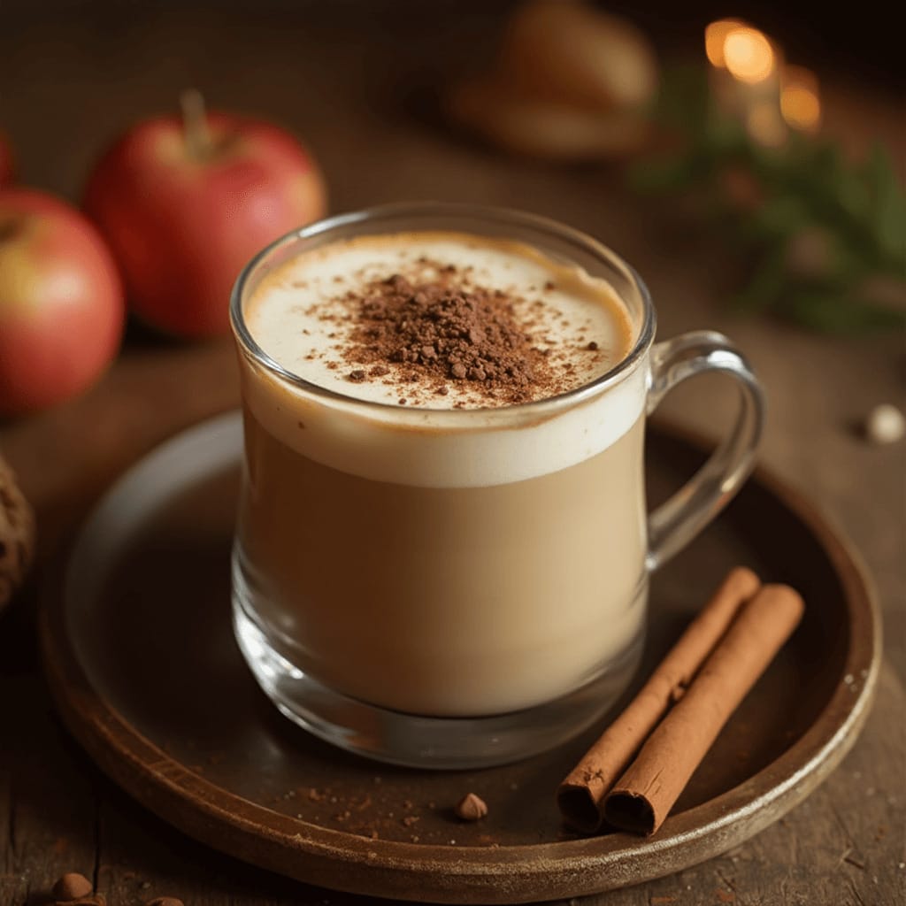 La crema de orujo servida en una copa elegante, adornada con canela y chocolate, en un ambiente acogedor para una ocasión especial.