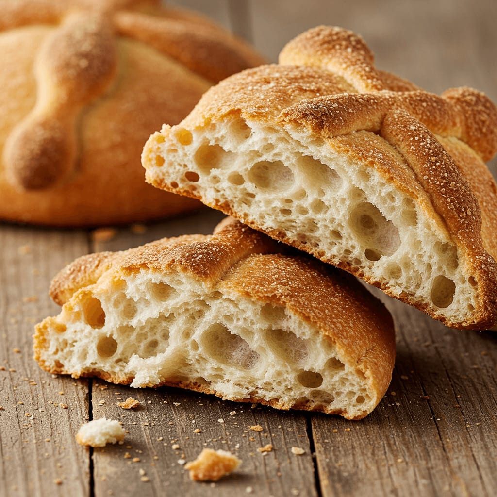 Pan de picos dorado y crujiente sobre una tabla de madera, listo para degustar.
